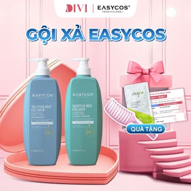 Cặp dầu gội xả Easycos kiềm dầu, giảm rụng, hỗ trợ dày tóc, lưu hương hoa 800ml - Mỹ phẩm divi