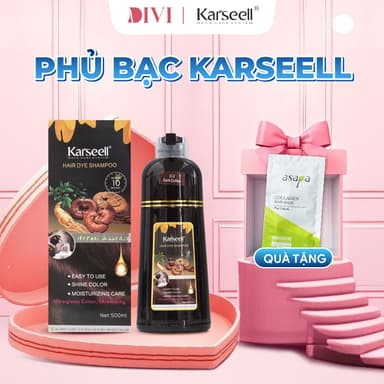 Dầu gội phủ bạc KARSEELL, phủ bạc đen tóc, nâu tóc từ lần gội đầu tiên, 100% thảo dược thiên nhiên 500ml