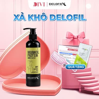 Kem xả khô keratin, dưỡng tóc bóng mượt, phục hồi tóc hư tổn, khô xơ, uốn nhuộm PPT Delofil 260ml - Mỹ phẩm Divi
