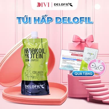 Kem ủ tóc Collagen Hair Mask Delofil phục hồi tóc hư tổn, làm mềm mượt, ngăn chặn tóc gãy rụng 500ml - Mỹ phẩm Divi