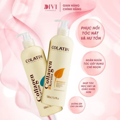 Combo gội xả COLATIN keratin, collagen tinh chất tơ tằm 500/1000ml- Mỹ phẩm DiVi