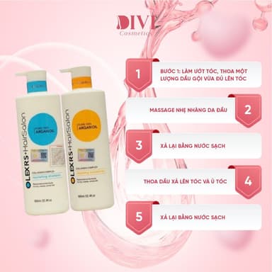  Dầu gội xả Olexrs Argan Oil Collagen Hair Salon cho tóc khô hư tổn - Mỹ phẩm divi
