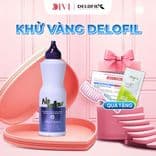 Dầu gội tím khử vàng tóc tẩy giữ màu tóc nhuộm làm mềm mượt tóc Delofil No Yellow 500ml - Mỹ phẩm Divi